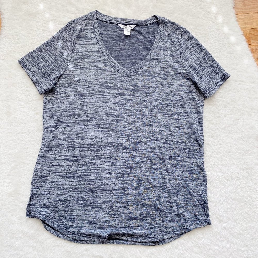 Athleta NWOT Women's V-neck Short Sleeve T-Shirt, Gray, Size M, L